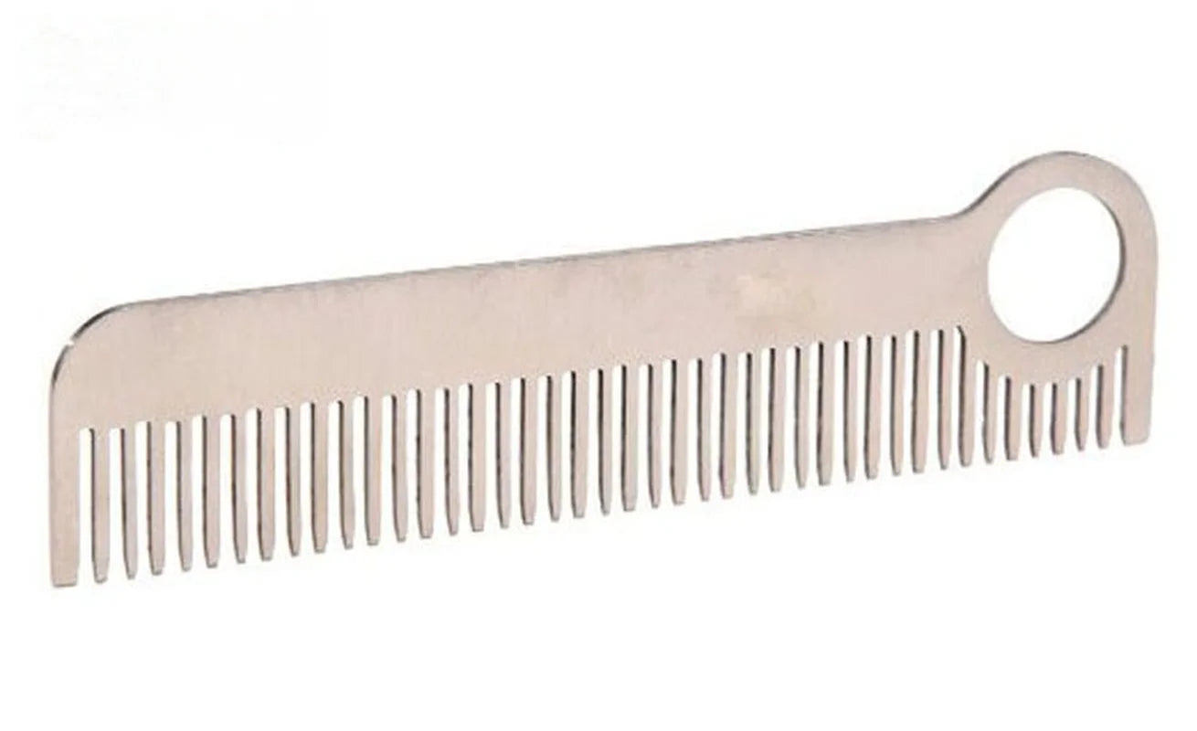 Tactical Stainless Steel Pocket Comb - Professional Hair & Beard Tool
