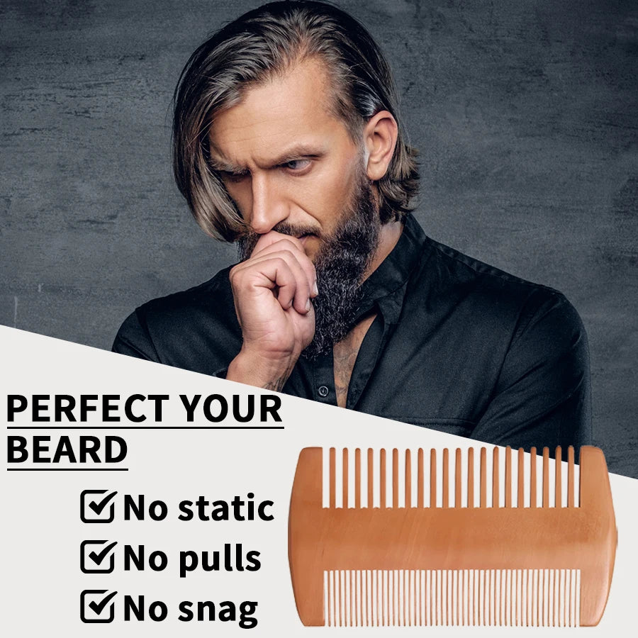 Beard Clean Moisturize Kit for Men Facial Hair Cleansing Shampoo Conditioner Grooming Spray Beard Oil Cream and Moustache Tools