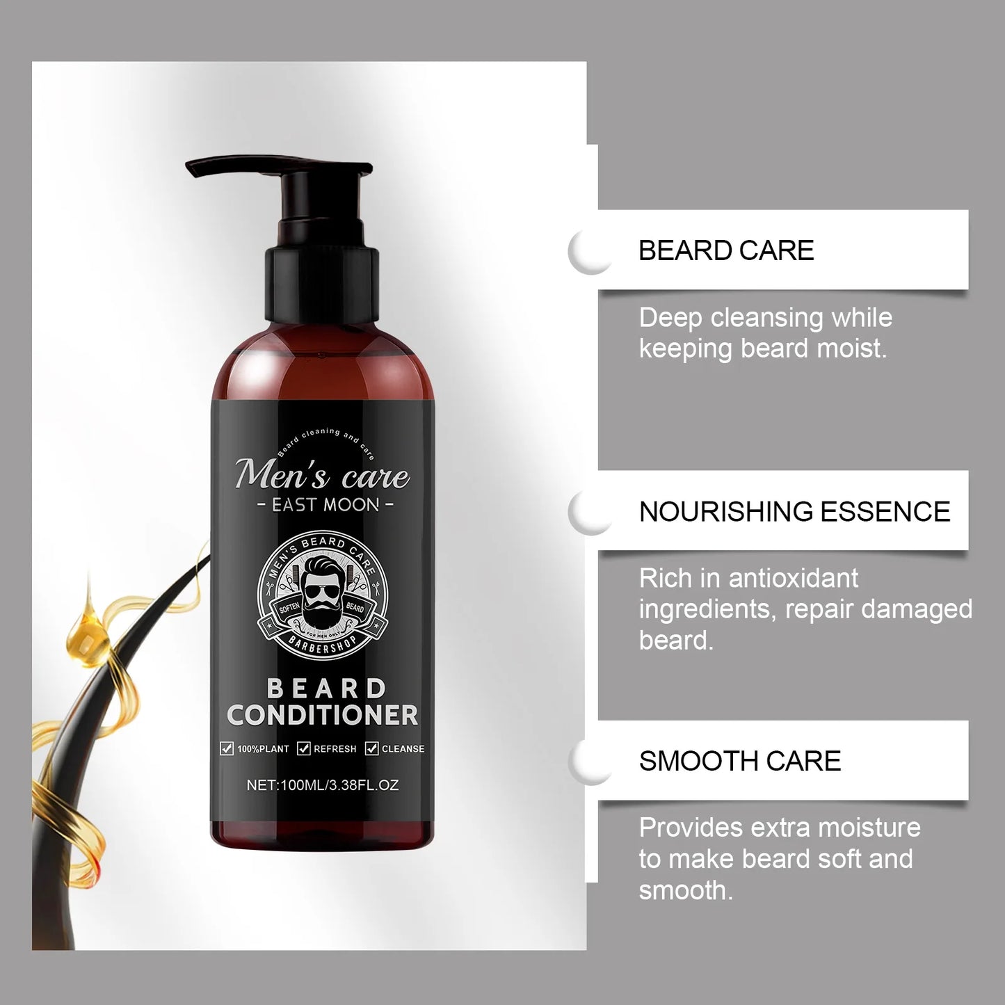 Men Beard Moisturizing Conditioner Improve Smooth Promote Growth Repair Shape Deeply Nourish Not Irritate Beard Care Conditioner
