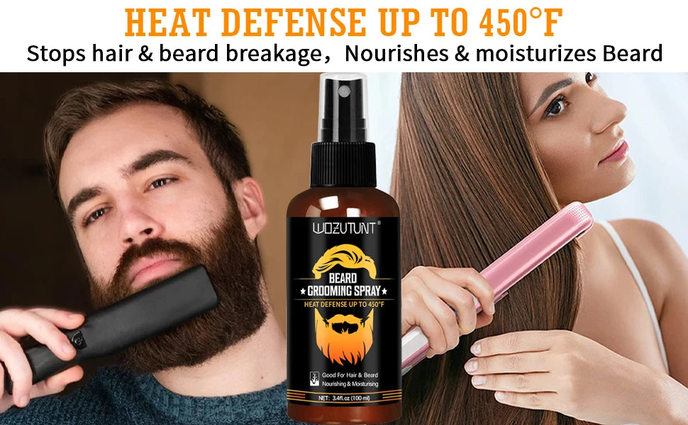 Beard Clean Moisturize Kit for Men Facial Hair Cleansing Shampoo Conditioner Grooming Spray Beard Oil Cream and Moustache Tools