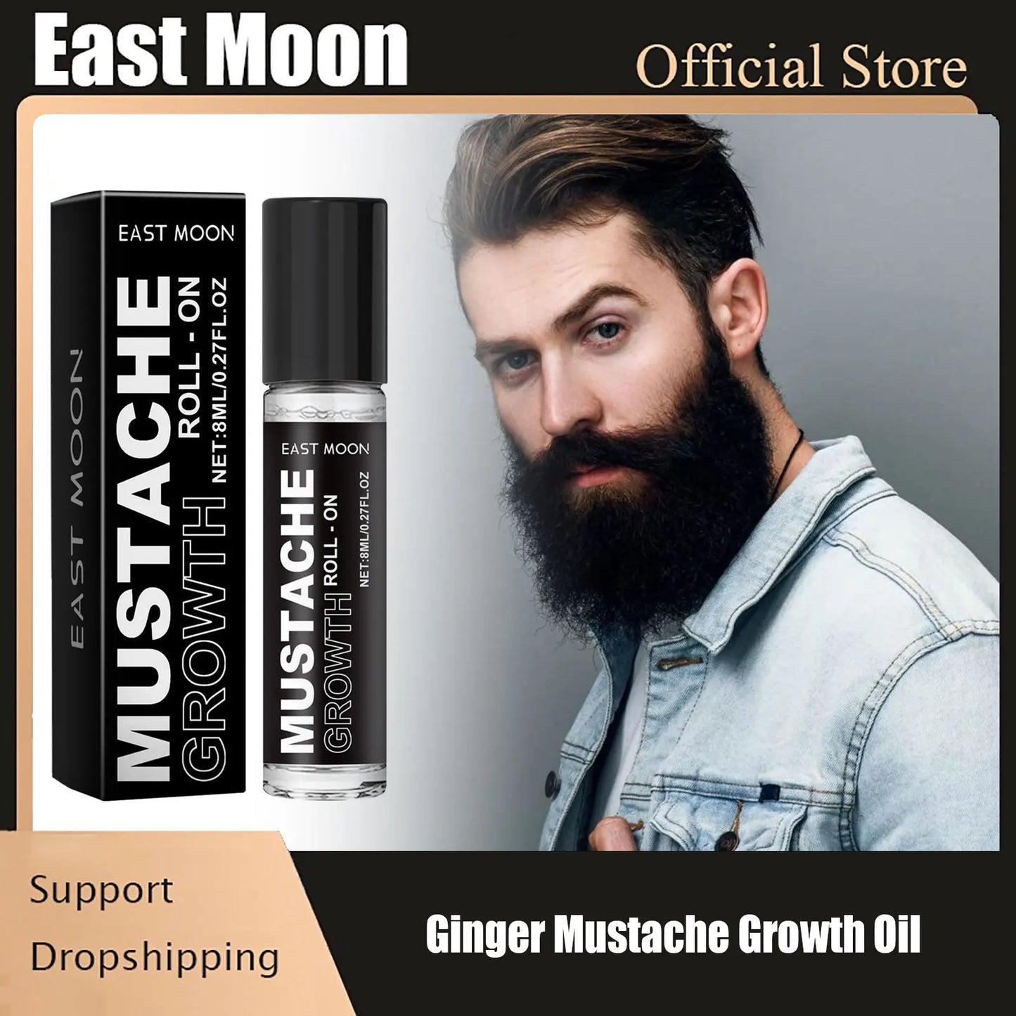 East Moon Ginger Mustache Growth Oil - Nourishing Treatment Serum 8ml