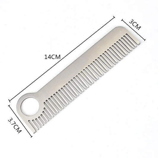 Tactical Stainless Steel Pocket Comb - Professional Hair & Beard Tool