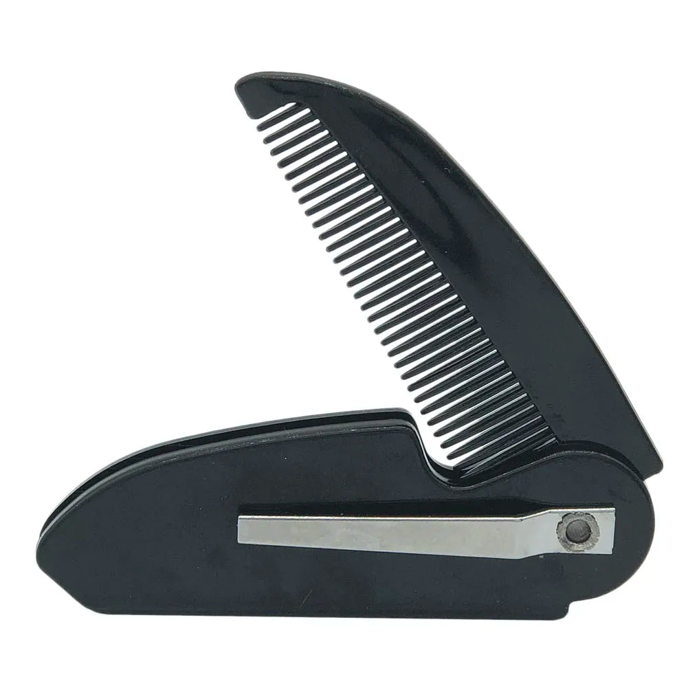 Black Foldable Pocket Beard Comb