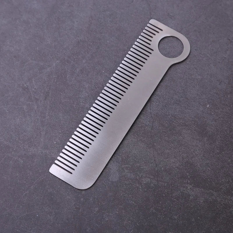 Tactical Stainless Steel Pocket Comb - Professional Hair & Beard Tool