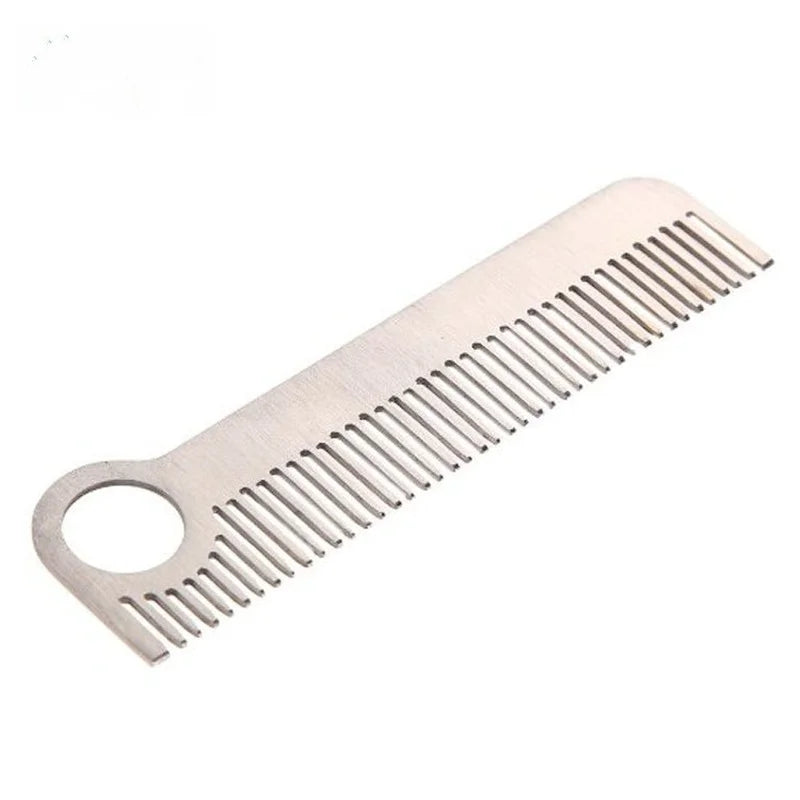 Tactical Stainless Steel Pocket Comb - Professional Hair & Beard Tool