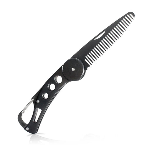 Black Foldable Pocket Beard Comb