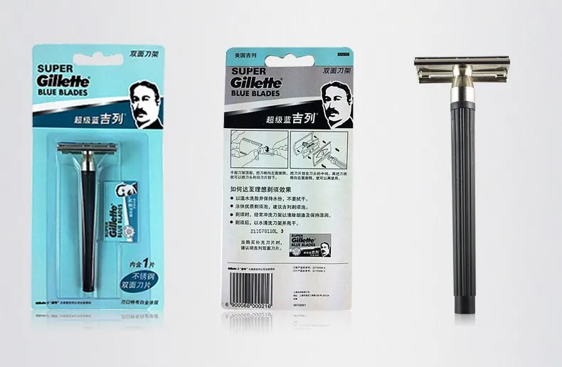Gillette Razor Super Blue Straight Razor Men Razor Blades Stainless Steel Shaving Shaver Safe Shaving Beard