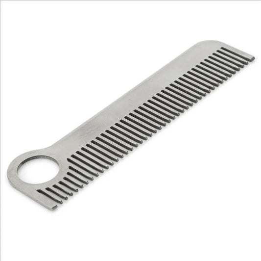 Tactical Stainless Steel Pocket Comb - Professional Hair & Beard Tool