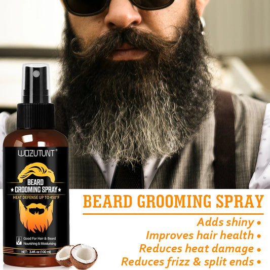 Beard Clean Moisturize Kit for Men Facial Hair Cleansing Shampoo Conditioner Grooming Spray Beard Oil Cream and Moustache Tools