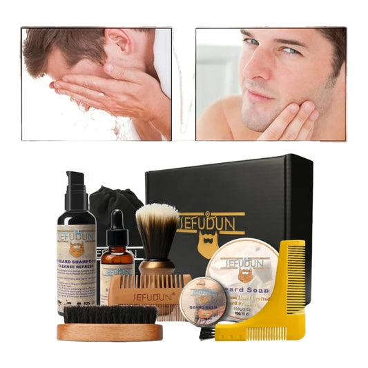 9 Pcs/Set Man Razor Beard Care Set Beard Razor Beard Brush Beard Comb Beard Oil Moustache Grooming Care Styling Kit Man Shaver