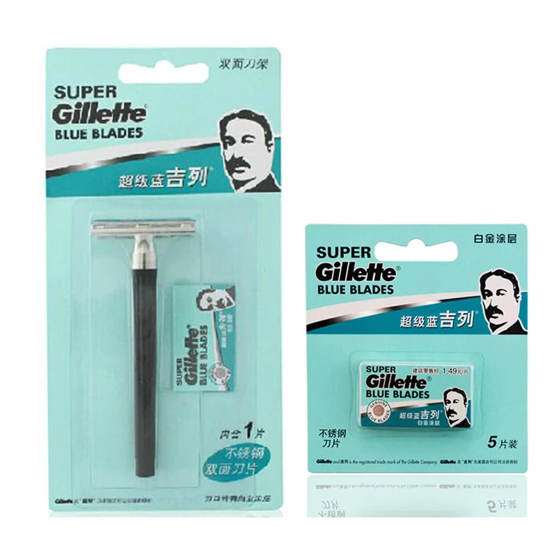 Gillette Razor Super Blue Straight Razor Men Razor Blades Stainless Steel Shaving Shaver Safe Shaving Beard
