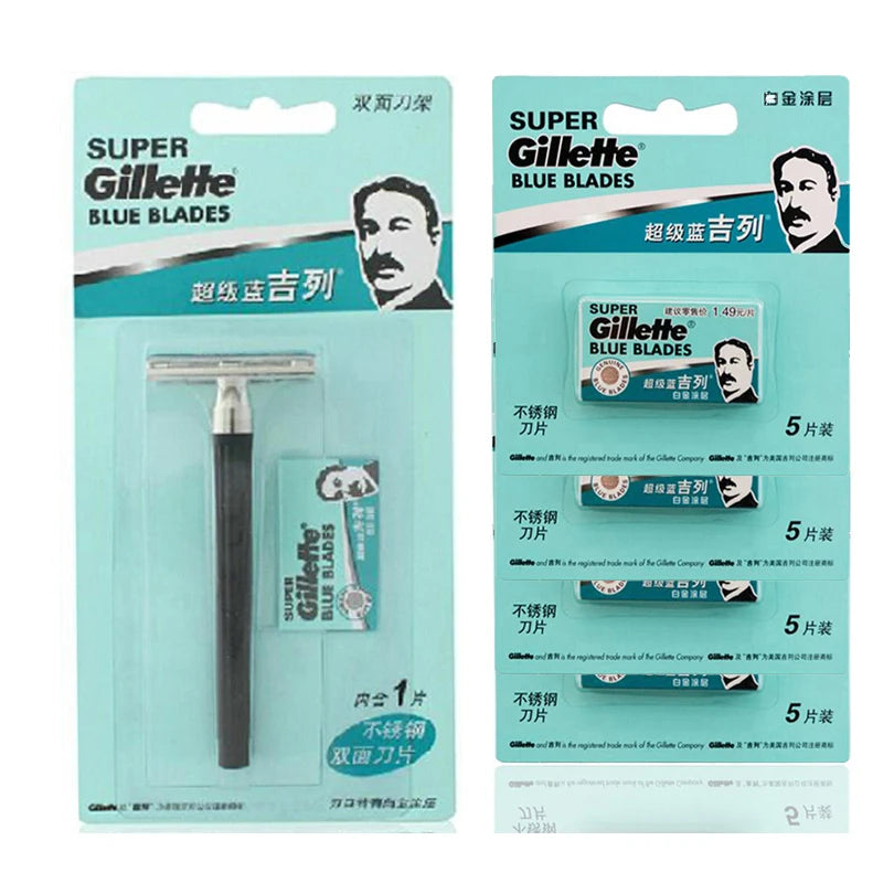 Gillette Razor Super Blue Straight Razor Men Razor Blades Stainless Steel Shaving Shaver Safe Shaving Beard
