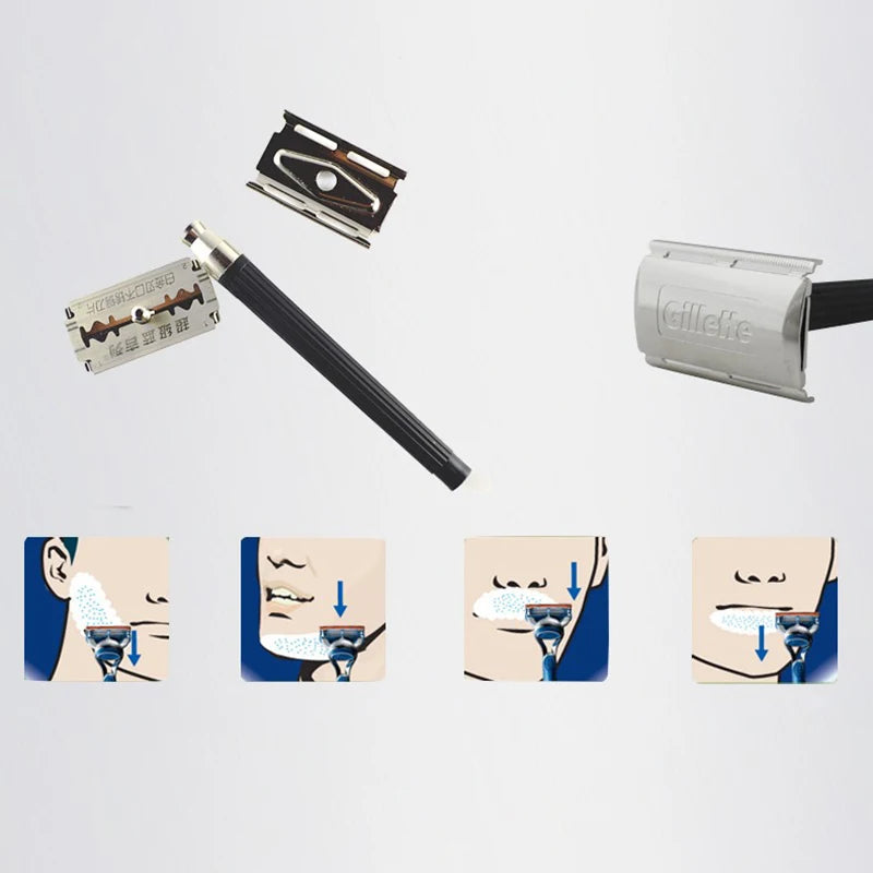 Gillette Razor Super Blue Straight Razor Men Razor Blades Stainless Steel Shaving Shaver Safe Shaving Beard